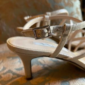 Nina Neptune sandals, color is platino reflect (rose gold hue) sz 7 1/2